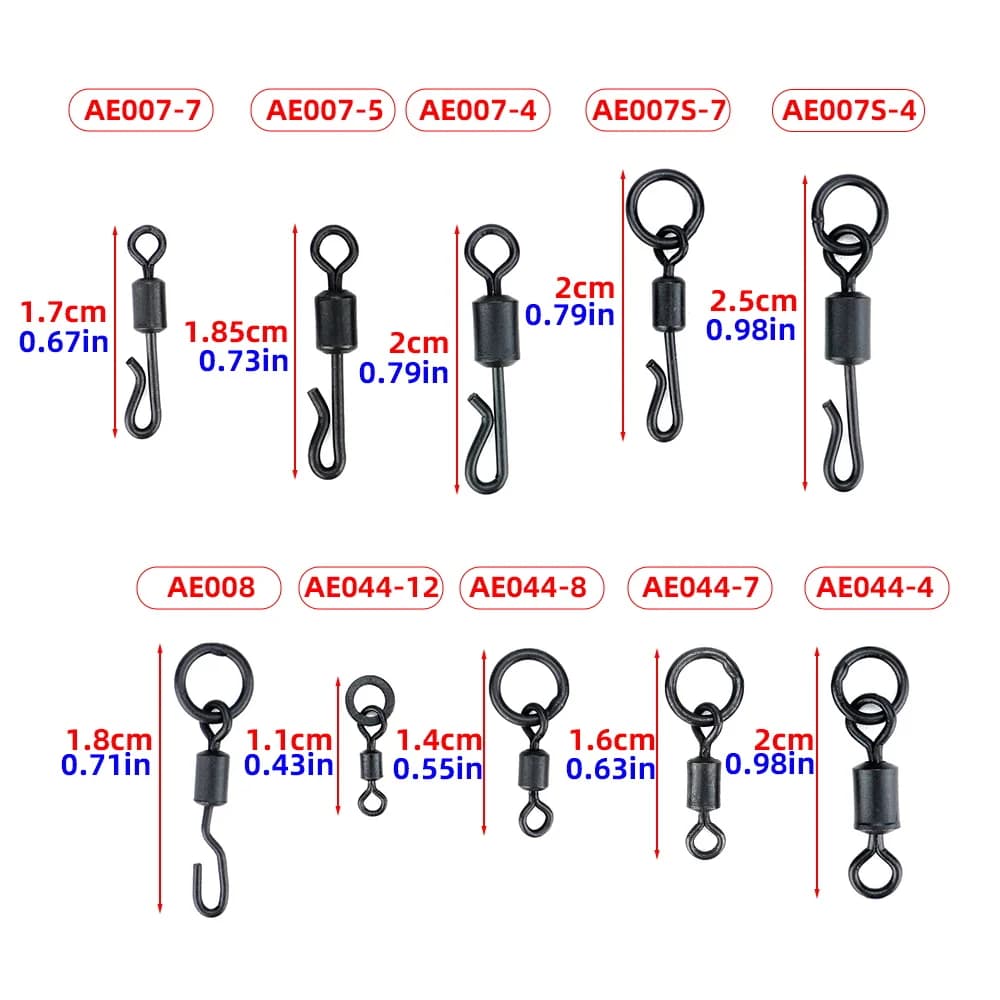20 émerillons rapides Hirisi pour pêche carpe - Émerillons à anneau solide changement rapide