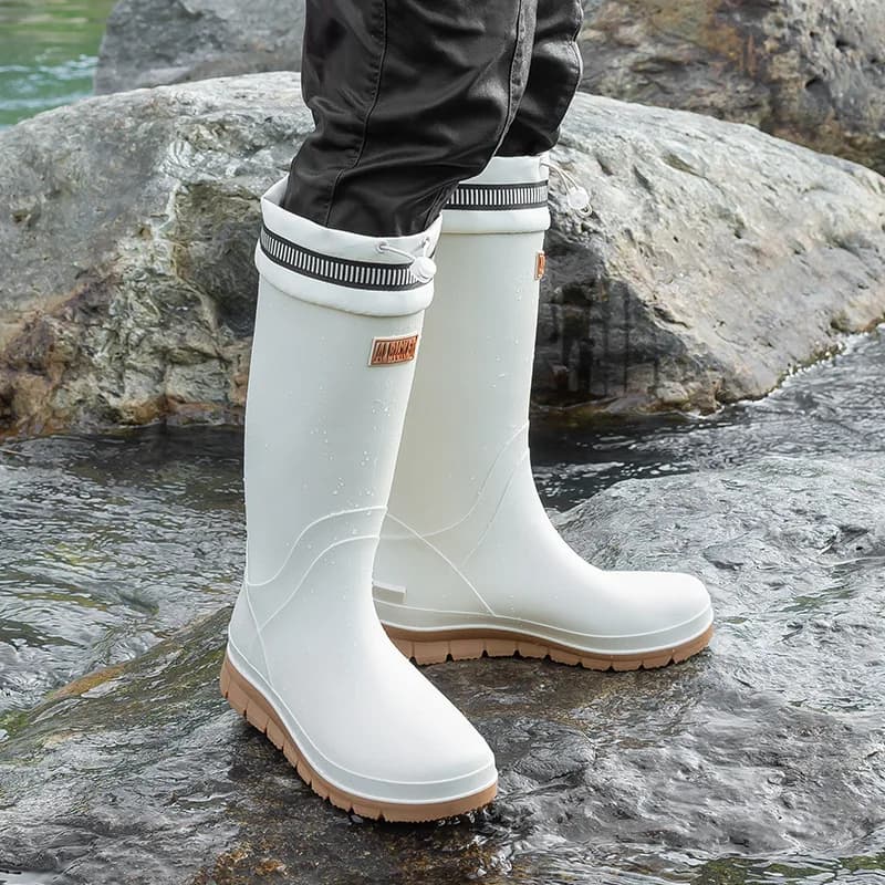Bottes de pluie militaire homme lacets vertes antidérapantes pour pêche style coréen