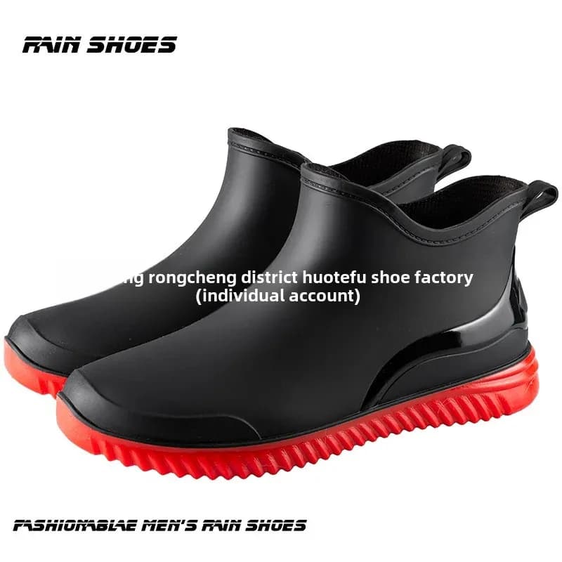 Bottes cheville homme doublées polaire pour pêche et cuisine - Imperméables en PVC avec talon plat