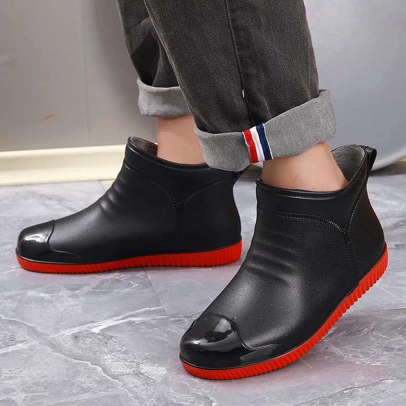 Bottes de pluie homme courtes mode pêche lavage auto antidérapantes PVC confortables