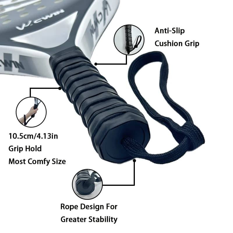 Raquette de padel Cwin 2026 carbone légère EVA douce absorption chocs grip confort avec sac