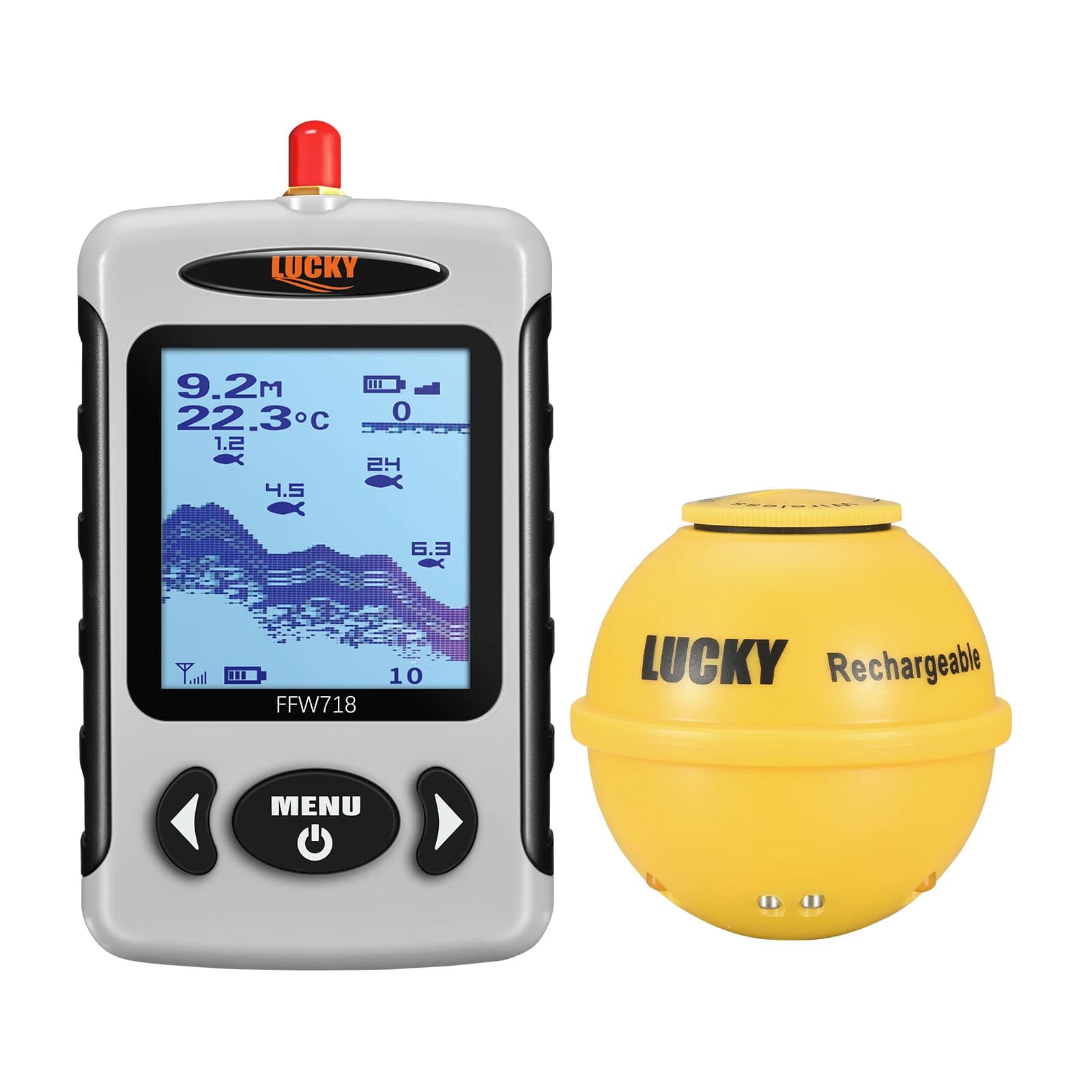 Sondeur de poissons portable sans fil Russian Menu échosondeur capteur 45m détection fond rivière lac mer