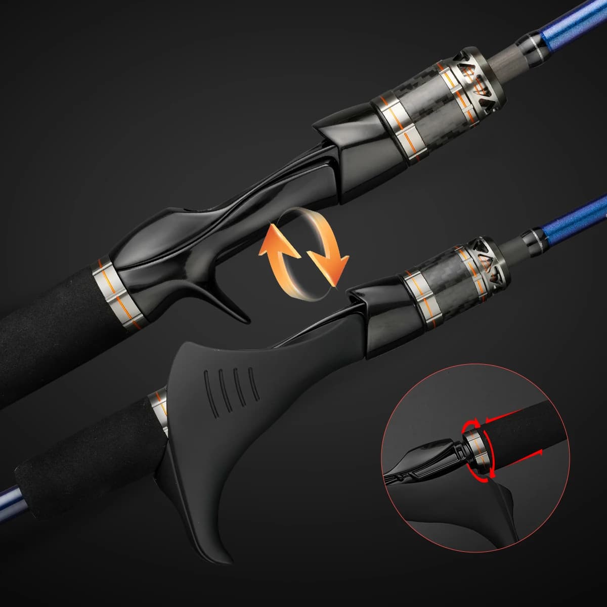 Canne poulpe 1.75m avec pointe titane - Canne baitcasting pour pêche en bateau, guides spirale confortables