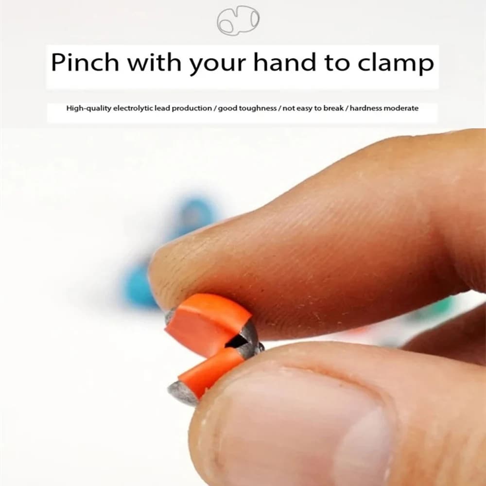 Set de 50 plombs de pêche rapides à ouvrir, plombs ronds avec clip anti-abrasion et colle,