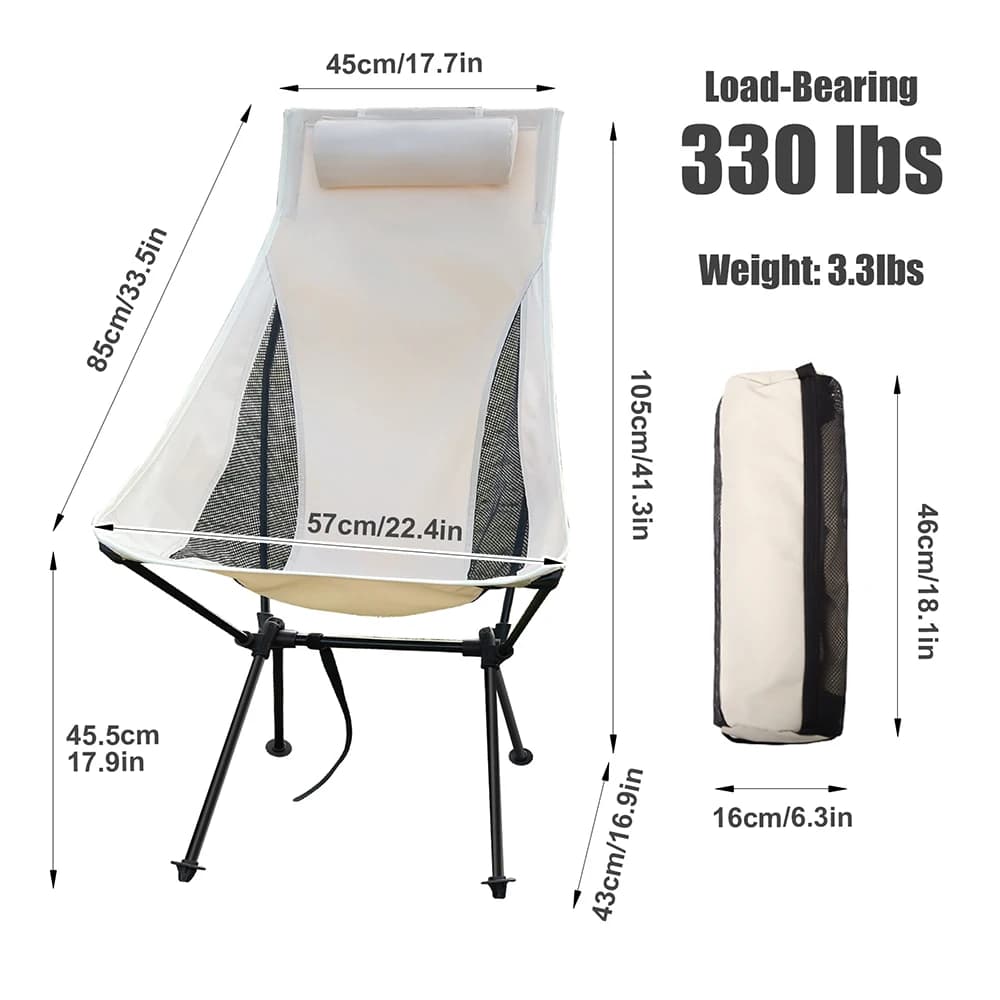 Chaise portable Westtune pliable avec repose-tête - Siège léger pêche camping aluminium extérieur