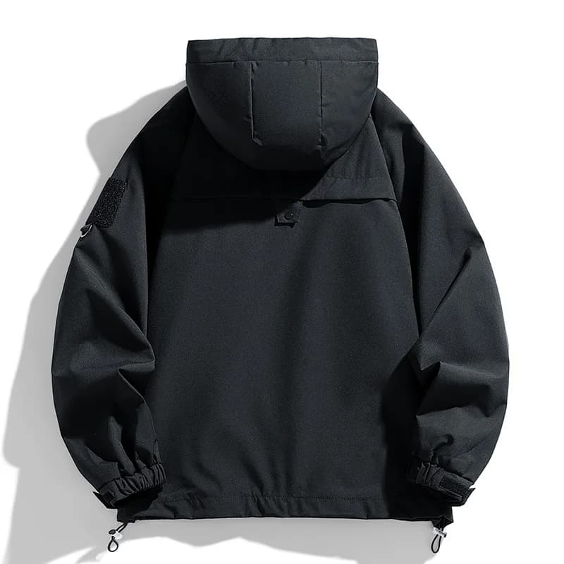 Veste coupe-vent homme légère imperméable cargo pour randonnée et pêche avec capuche et poches multiples