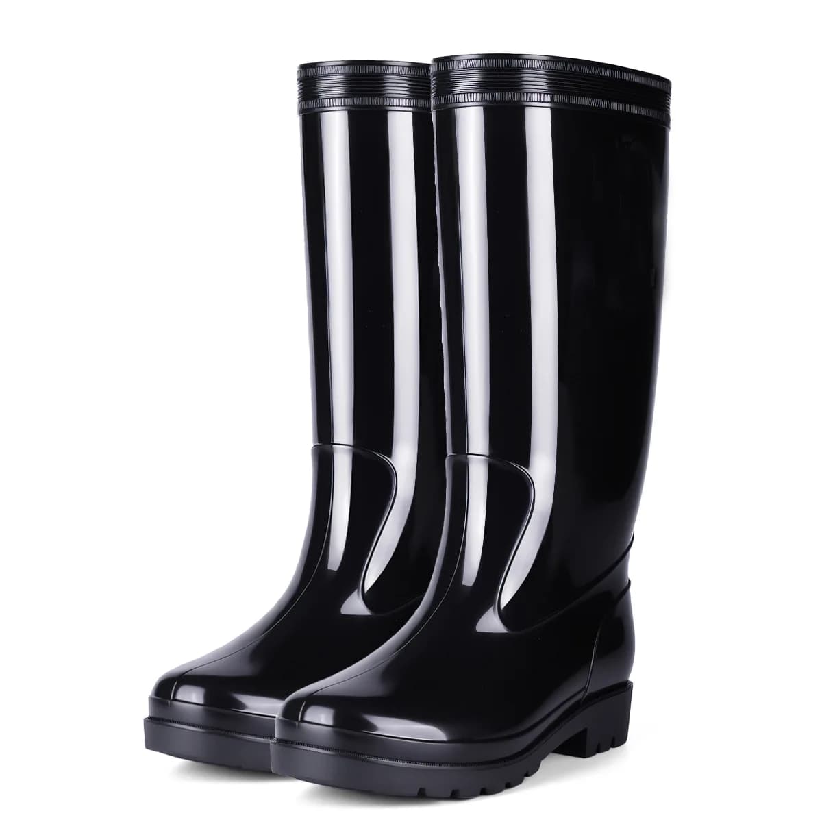 Bottes de pluie homme tube long doublées polaire pêche extérieur antidérapantes chaudes
