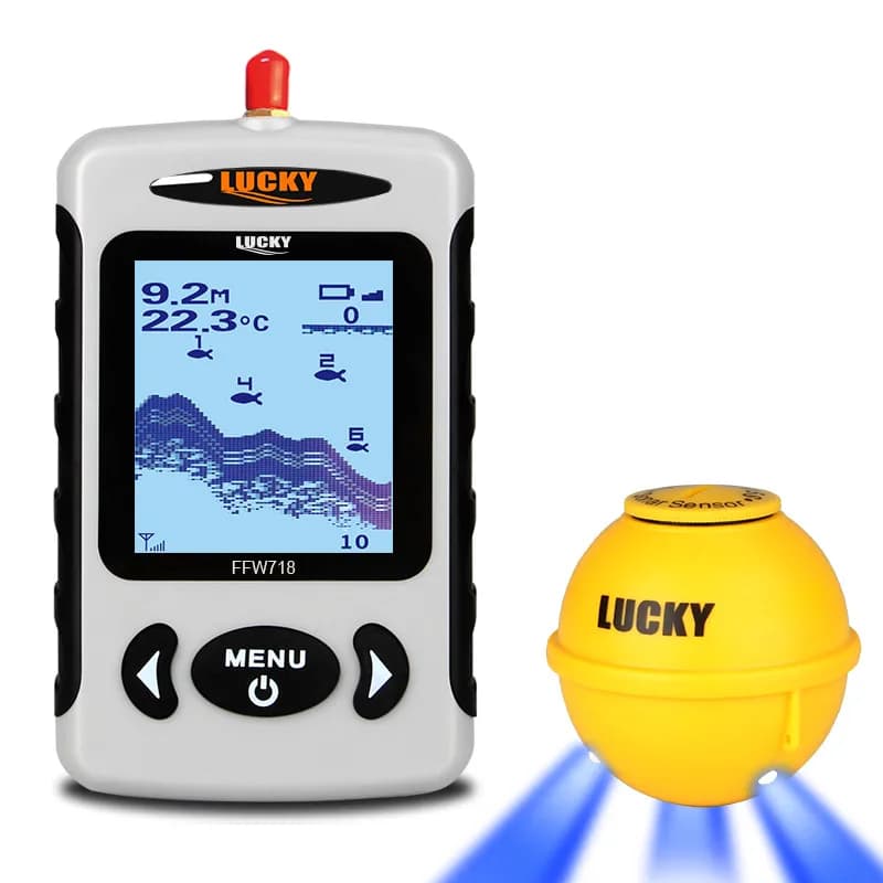 Détecteur poissons portable LuckyFFW718LA sans fil 45m/135ft sonar alarme pêche mer rivière lac
