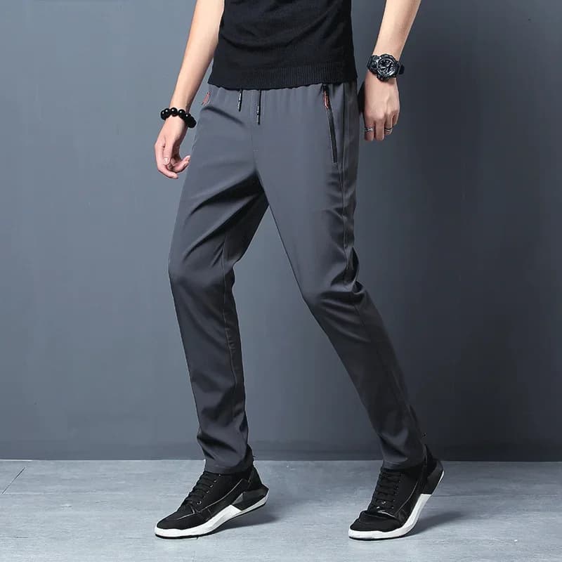 Pantalon homme décontracté coupe droite élastique pour pêche, jogger classique bleu noir gris