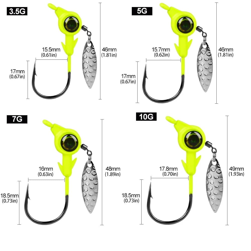 Jig head rotatif 3.5g-10g avec paillettes leurres métal cuillères vers souples pêche