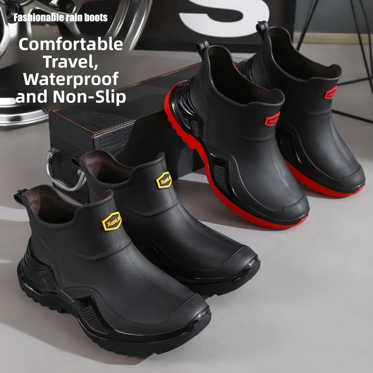 Bottes de pêche imperméables anti-dérapantes pour hommes - Bottes de travail en caoutchouc résistantes