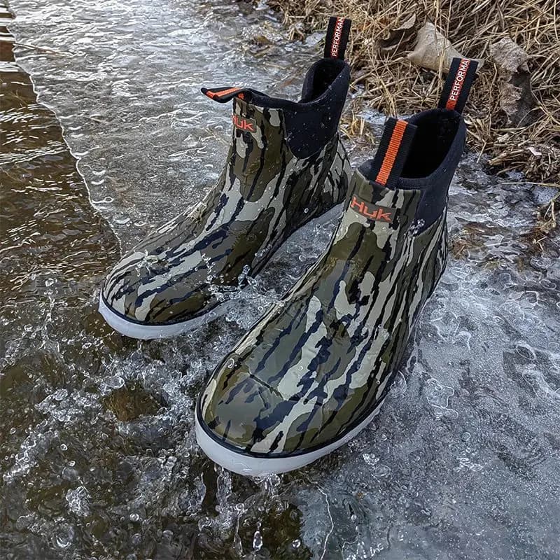 Bottes pêche camouflage femme légères cheville - Chaussures pluie homme vertes PVC baskets imperméables casual