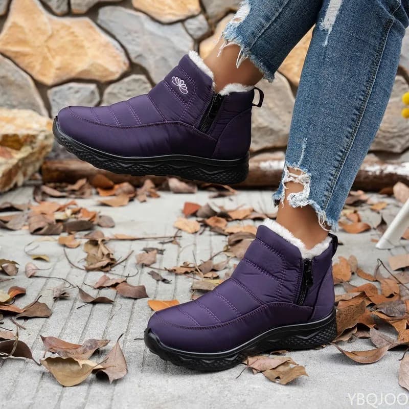 Bottes neige semelle épaisse velours épaissi 2024 unisexe plate large coton hiver pêche