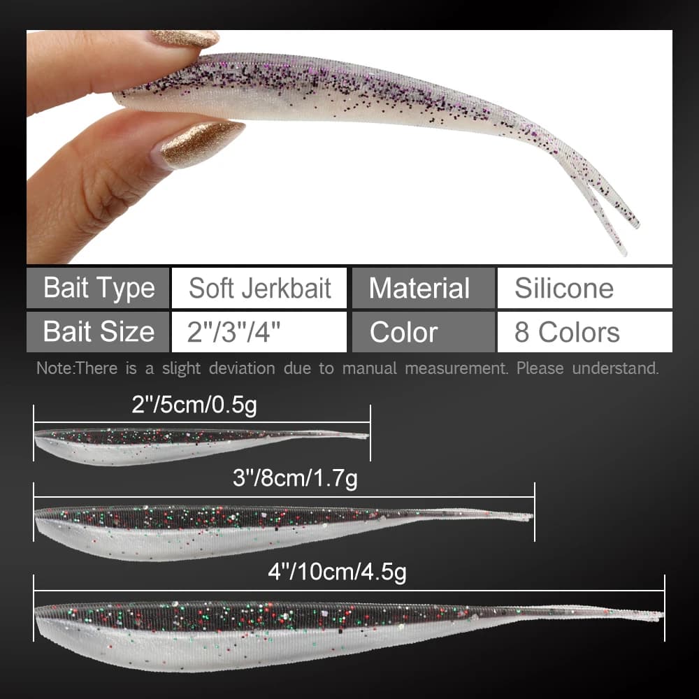 Leurres souples jerkbait 2-4 pouces Spinpoler pour drop shot bar, brochet, sandre