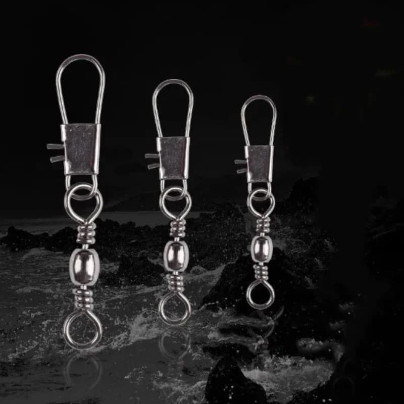 100 émerillons rapides à roulement avec agrafe sécurisée pour tous types de pêche