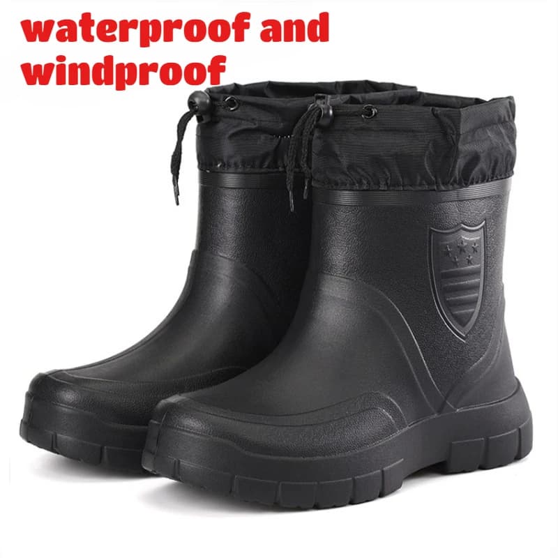 Bottes de pluie femme grande taille hiver coton décolleté doublure polaire légères imperméables anti-dérapage