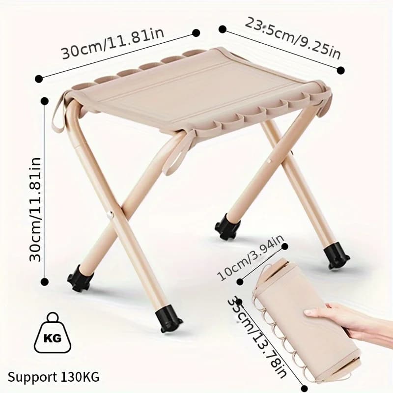 Tabouret suspendu pliable capacité 286.6lbs léger pour pêche camping chaise portable