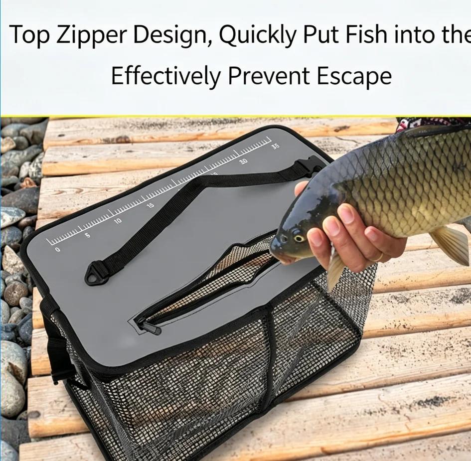 Panier de pêche flottant pliable, filet cage portable pour rangement matériel et poissons vivants
