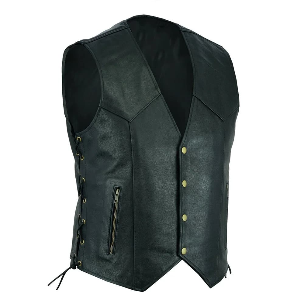 Veste en cuir sans manches pêche homme - Veste décontractée V-neck zippée grande taille 5XL