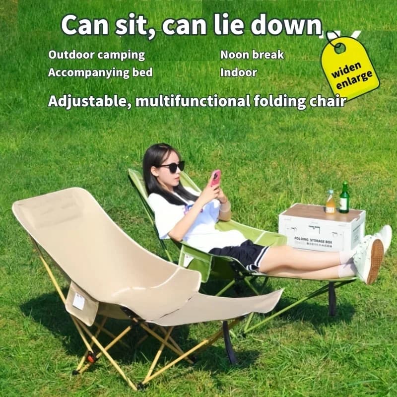Chaise lune pliante portable réglable pour camping pêche et relaxation extérieure cadre acier 4 positions
