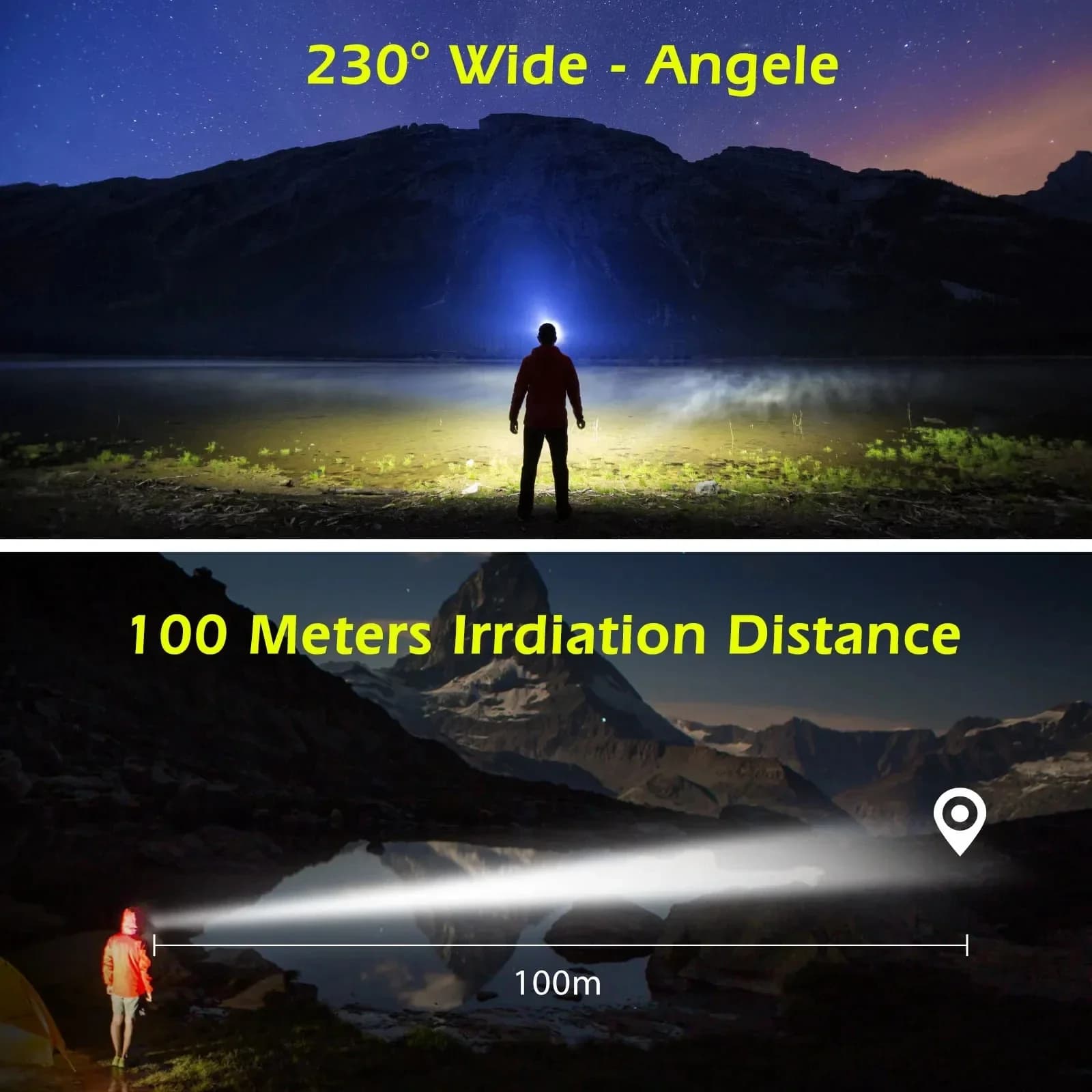 Lampe frontale induction COB+LED rechargeable USB étanche pour pêche nocturne et camping