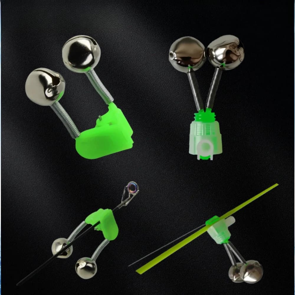Lot 20 clochettes double anneau Ackibbik - Alarme plastique clip pour cannes, idéal pêche carpe et silure