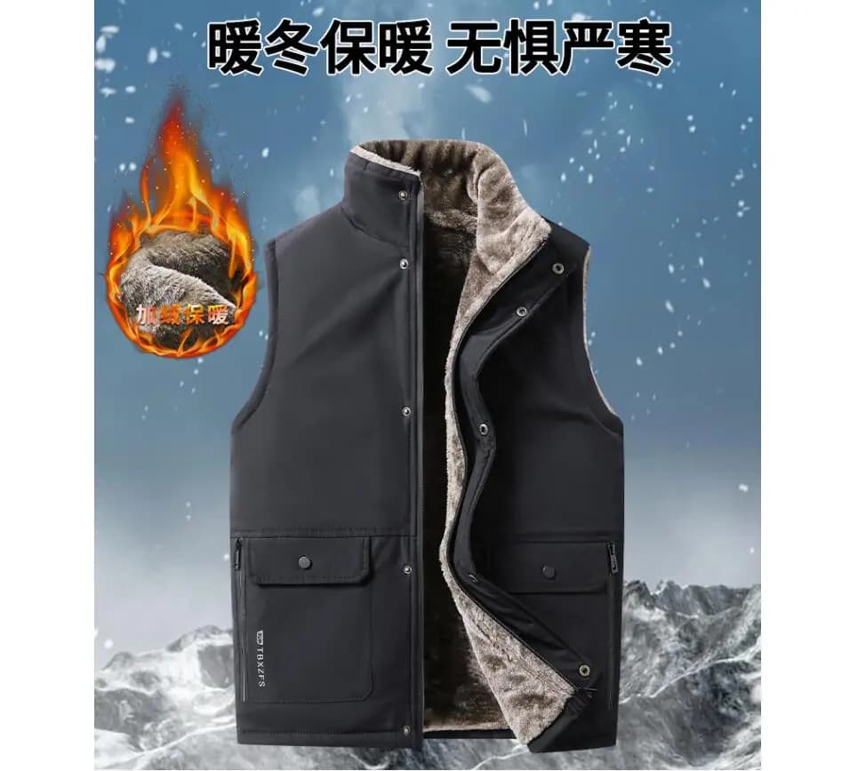 Gilet homme en laine mouton cashmere épais - Veste sans manches chaude et luxueuse pour hiver