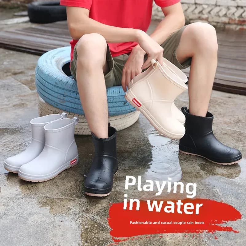 Bottes de pluie homme semelle épaisse mode antidérapantes pêche cuisine extérieur lavage auto EVA