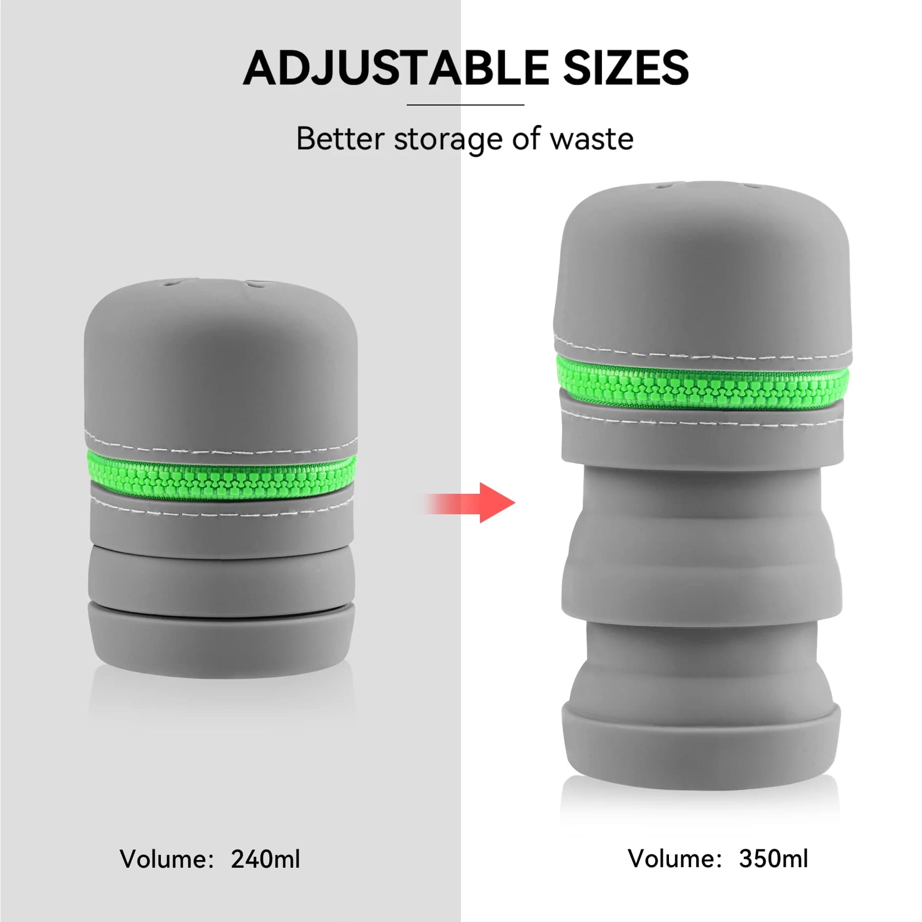 Boîte de pêche pliable en silicone avec fermeture éclair - Poubelle portable multifonction avec mousquetons