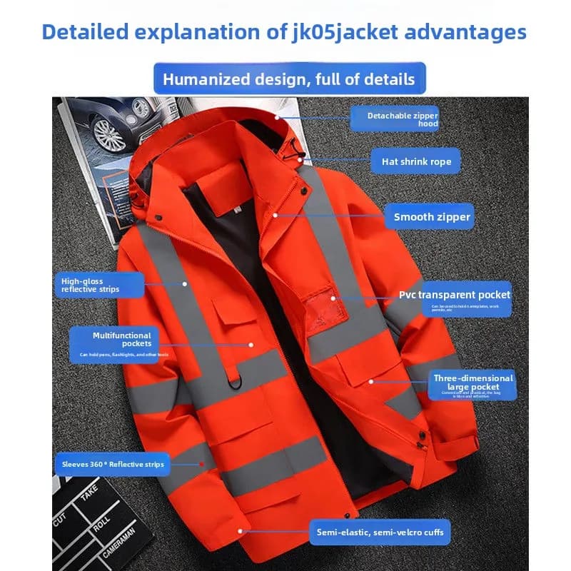 Veste travail pêche professionnelle - Vêtement technique avec bandes réfléchissantes