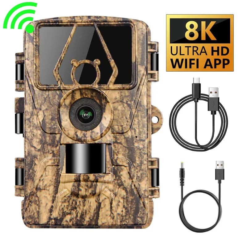 Caméra trail WiFi 8K étanche PR801W 60MP vision APP pour monitoring animal ferme et chasse