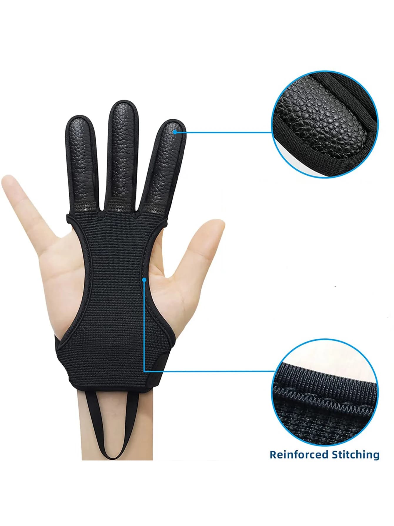 Gants de tir pêche trois doigts cuir protection débutants adultes adolescents accessoires chasse