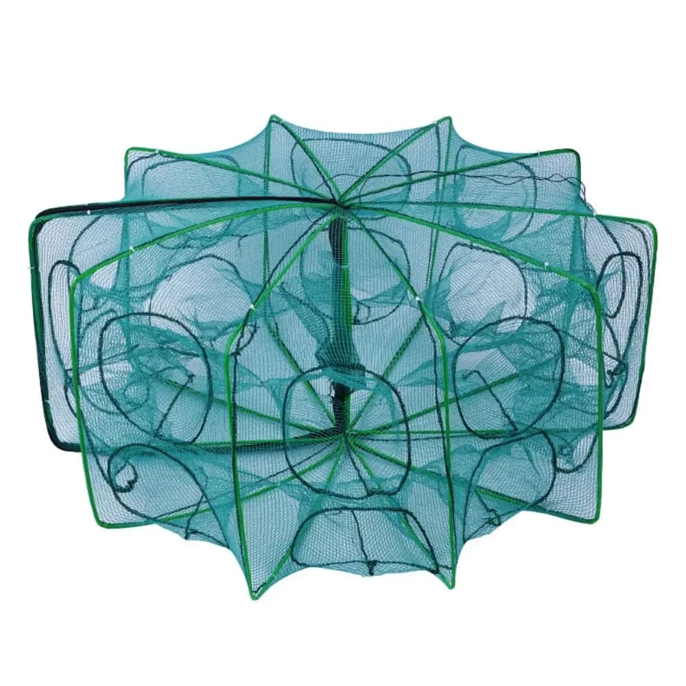 Filet de pêche pliable et durable 6 8 ou 10 trous vert pour écrevisses et crevettes
