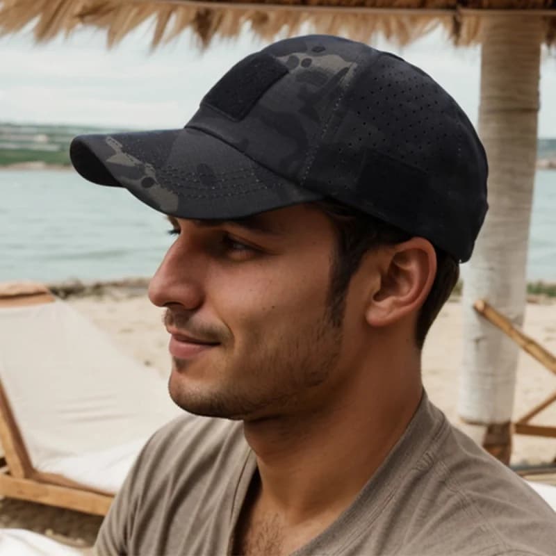 Casquette camouflage tactique pour pêche homme - Respirante militaire - Chapeau soleil entraînement