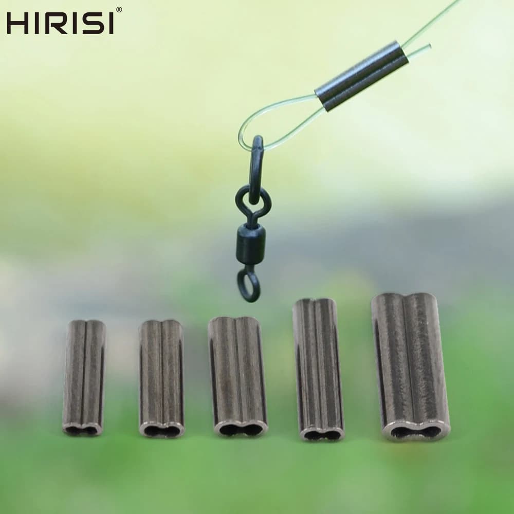 50 pièces de manchons à sertir en cuivre double pour tubes et fils de pêche, accessoires de raccordement