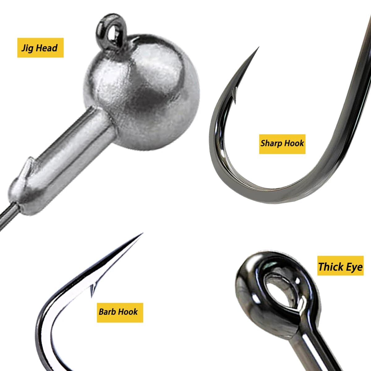 Têtes Plombées Jig Head 1g à 28g pour Leurres Souples et Slow Jigging Bar et Carnassiers