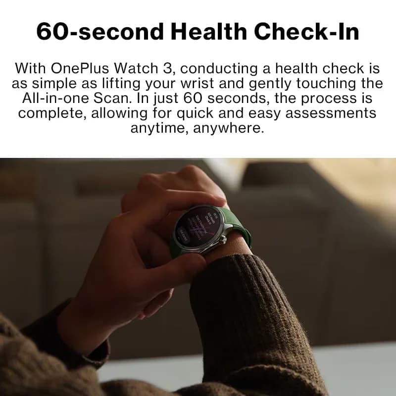 Montre Connectée OnePlus Watch 3 46mm - Écran AMOLED LTPO 1.50", Processeur Snapdragon W5, GPS Double Bande