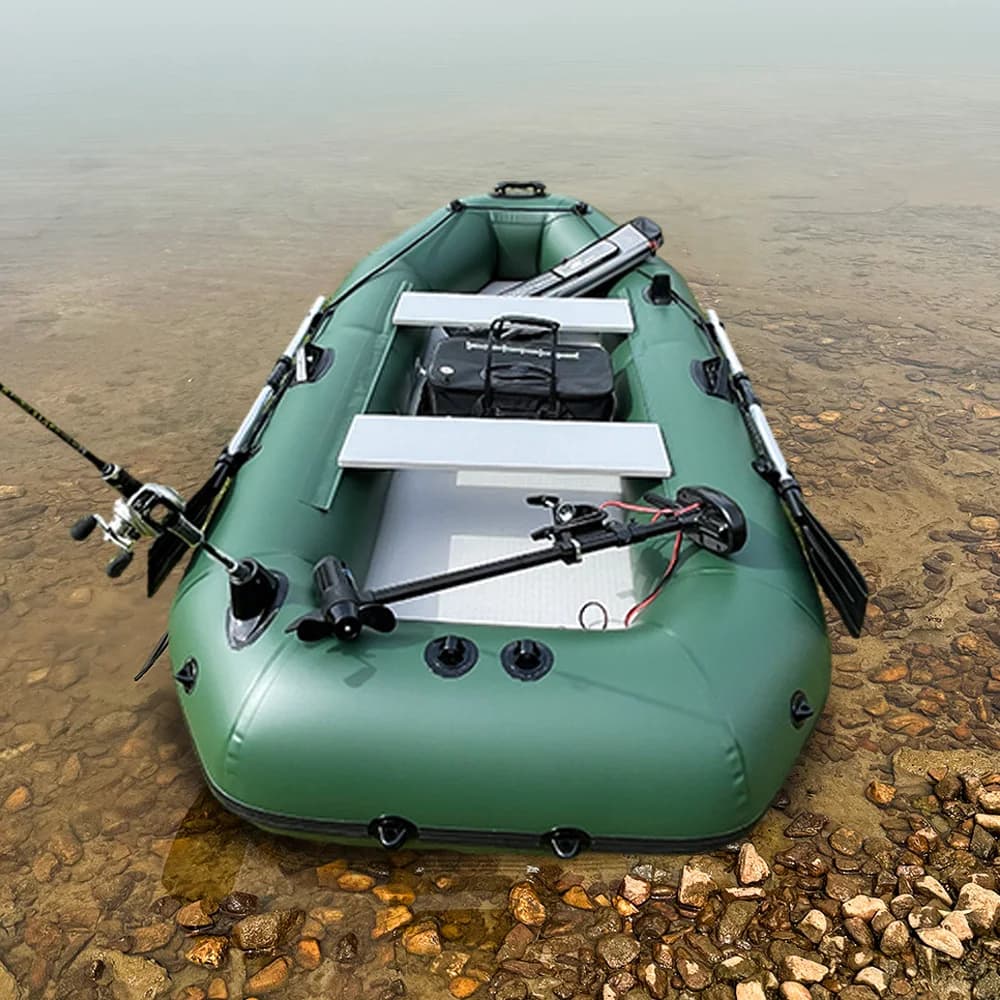 Bateau gonflable pêche ventre PVC Savagemarine kayak leurre installation moteur hors-bord rivière lac transportable