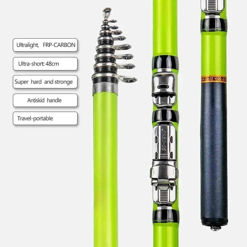 Canne à pêche télescopique fibre de carbone BRAVMACK 1.5m à 3m spinning haute qualité matériel pêche