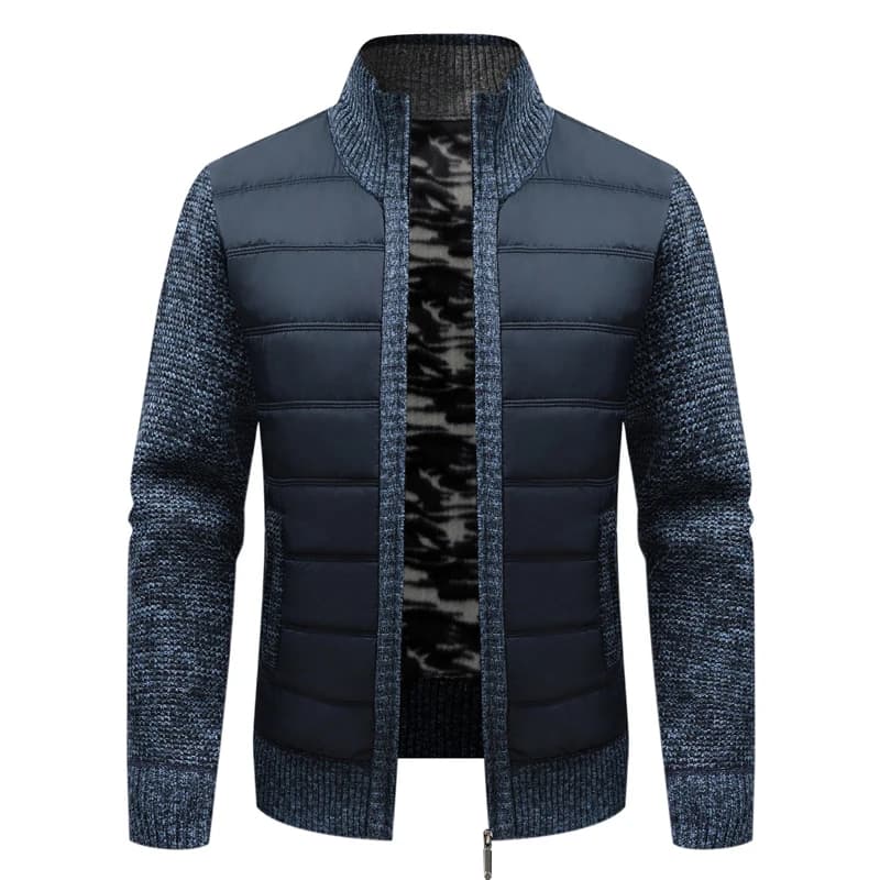 Cardigan matelassé chaud hiver pour hommes - Veste polaire doublée tricot sweat coupe-vent fashion