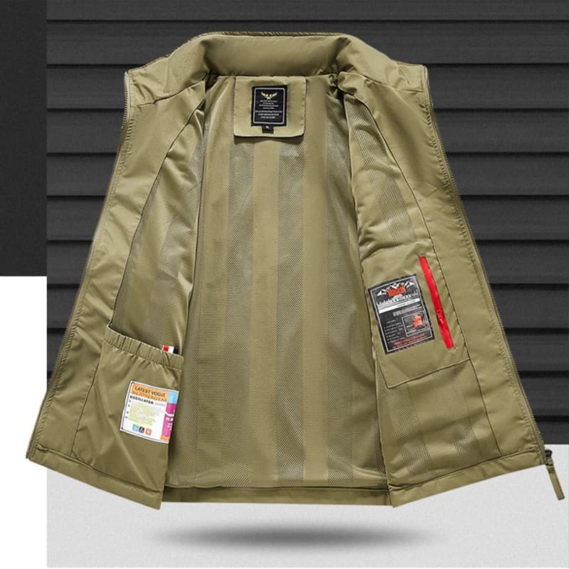 Veste pêche multi-poches homme 2025 - Coll montant respirant - Veste outdoor séchage rapide
