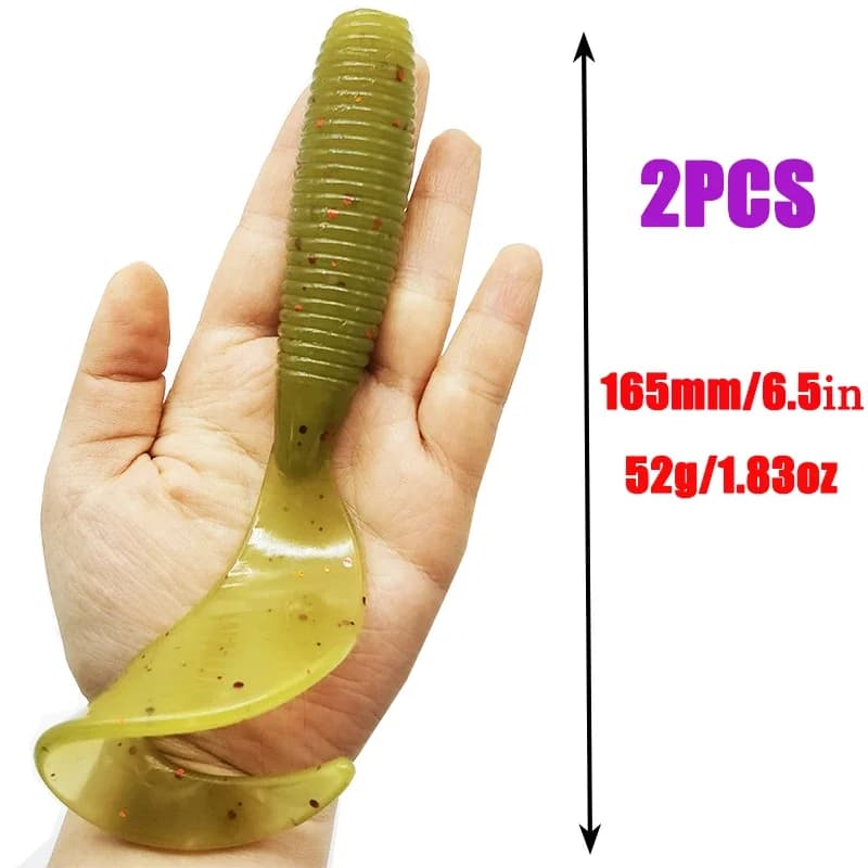 2 leurres souples 165mm 52g avec queue vibrante pour pêche du black bass