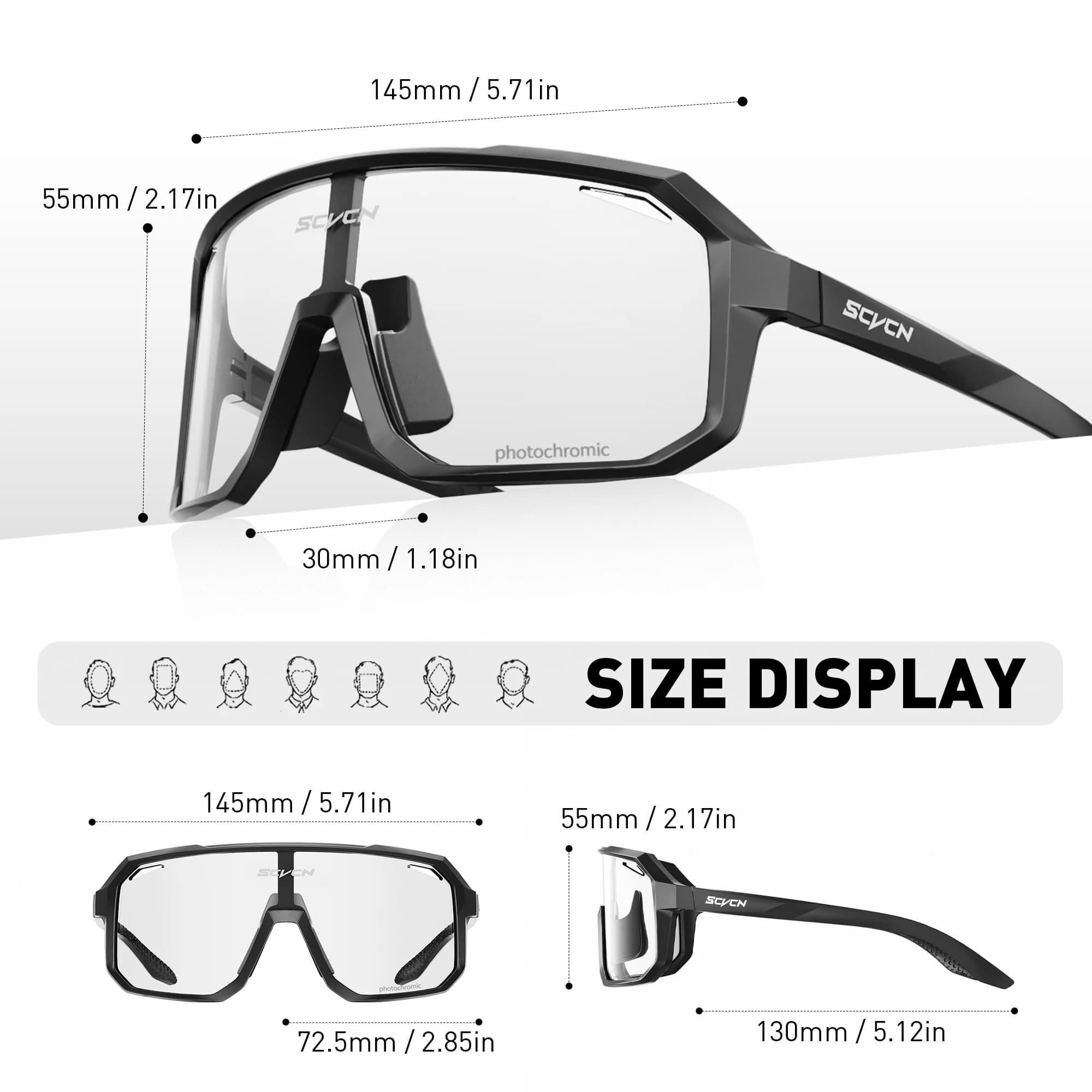 Lunettes photochromiques pêche vélo protection UV400 adaptative pour pêche du matin au soir