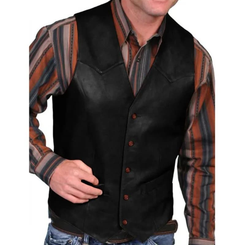 Veste en cuir rétro pour homme, manteau sans manches élégant et tendance pêche