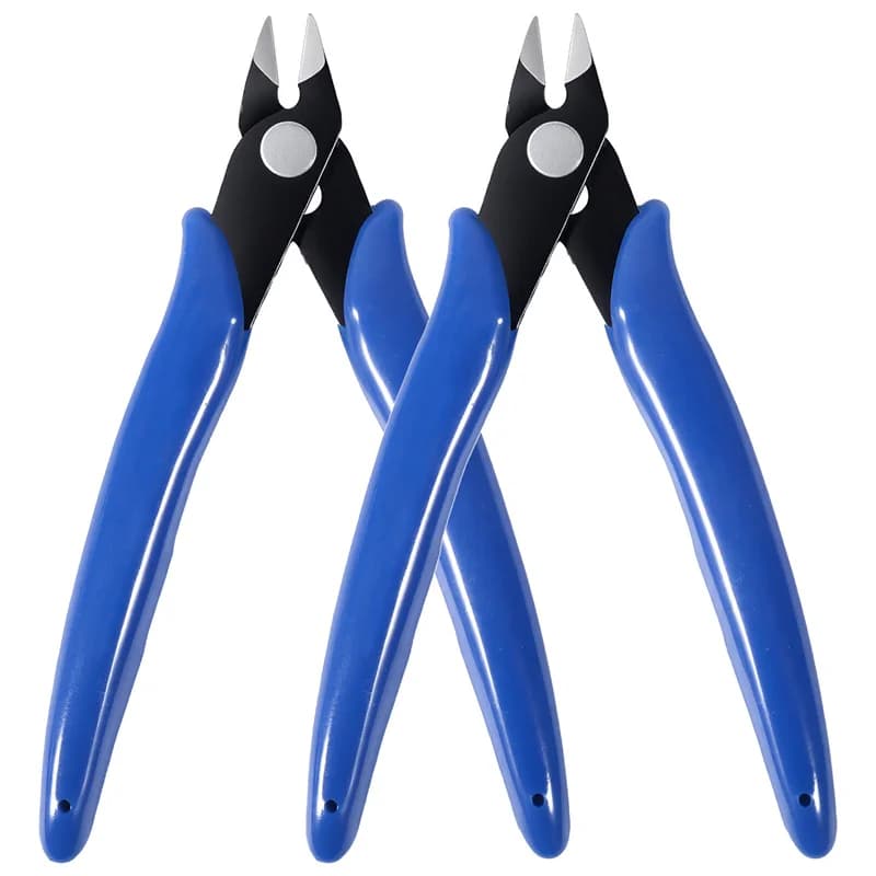 Pince acier carbone coupe-câble électrique - Pince coupante latérale flush pour câbles et fils électricien bleue
