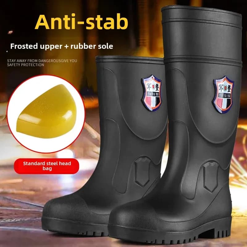 Bottes de pluie homme sécurité embout acier genou anti-écrasement réparation auto mine pêche