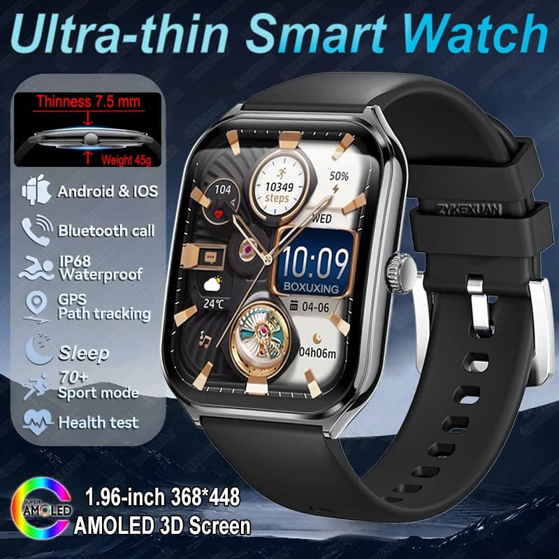 Montre connectée OPPO ultra fine 1.96" AMOLED 70+ modes sport monitoring santé appel Bluetooth étanche
