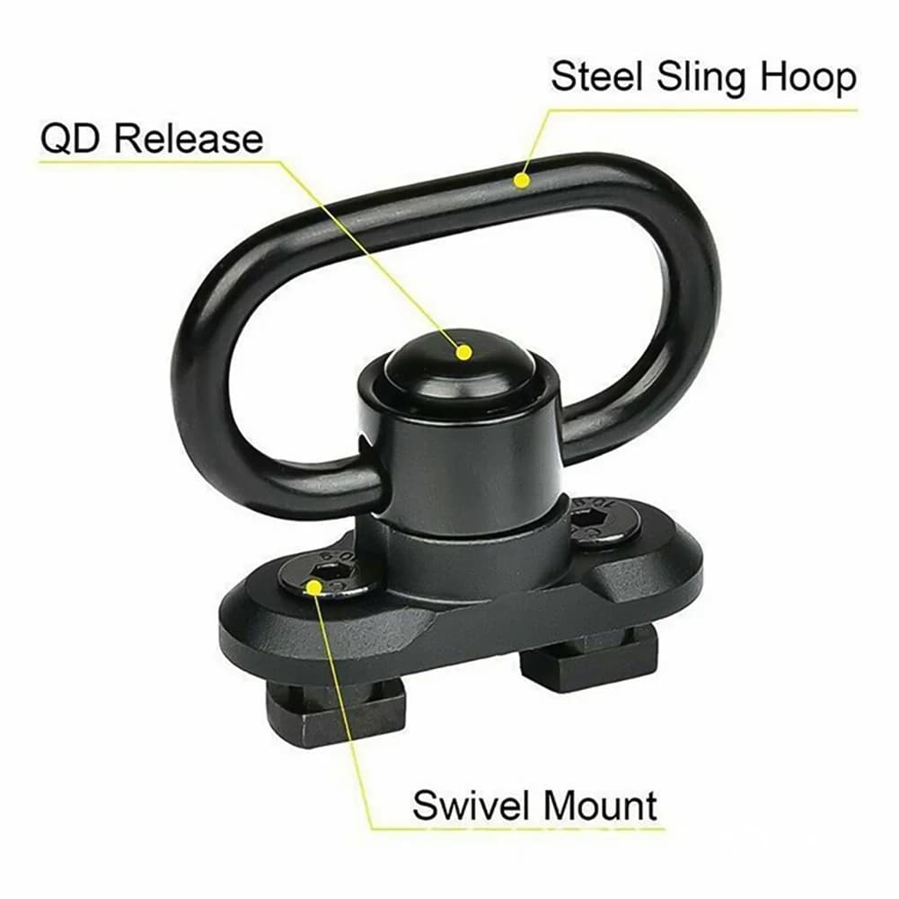 Adaptateur QD Sling Swivel lourd 1.25 pouce pour sangle deux points de chasse rotatif 360°