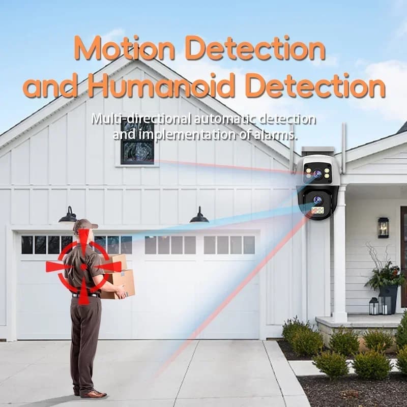 Caméra de sécurité extérieure 8MP 4K WIFI PTZ avec détection IA humaine et double objectif