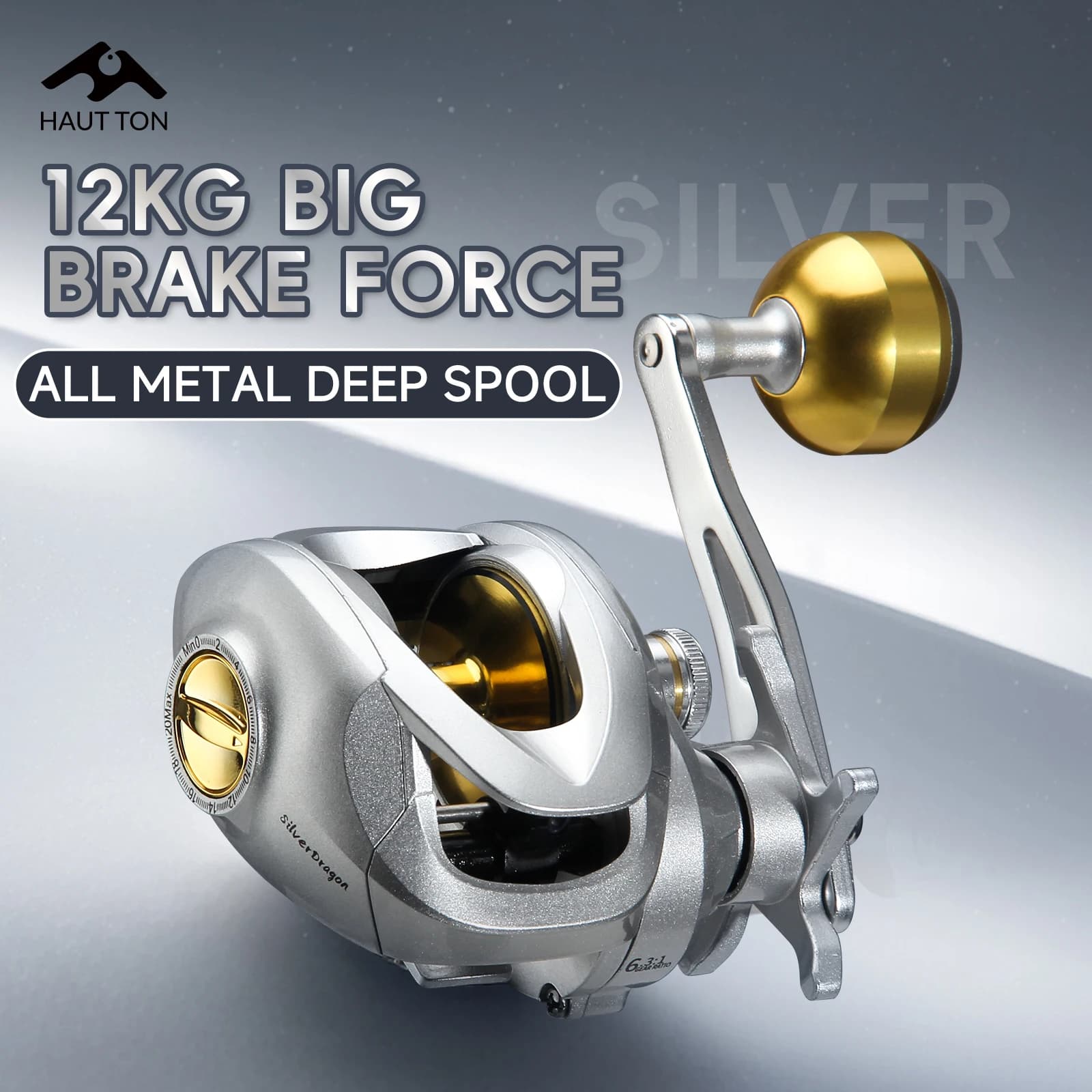 Moulinet baitcasting HAUT TON YL200 métal ratio 6.3:1 frein 12kg pour pêche eau douce et mer